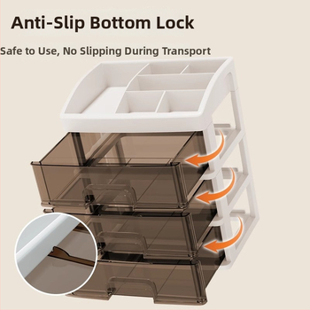 Yi Han Κουτί Αποθήκευσης Καλλυντικών, Συρταριζόμενος Επιτραπέζιος Οργανωτής για Κραγιόν και Προϊόντα Περιποίησης Δέρματος, Υλικό PP, Φως Πολυτελείας, Κυκλοφορία 2025