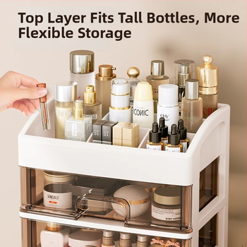 Yi Han Κουτί Αποθήκευσης Καλλυντικών, Συρταριζόμενος Επιτραπέζιος Οργανωτής για Κραγιόν και Προϊόντα Περιποίησης Δέρματος, Υλικό PP, Φως Πολυτελείας, Κυκλοφορία 2025