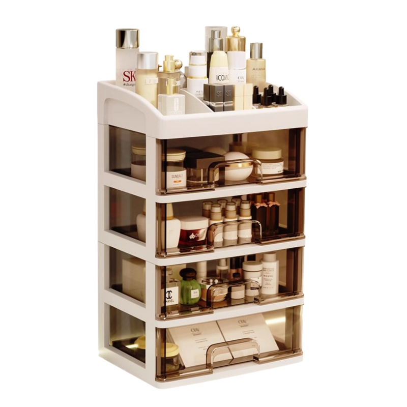 Yi Han Κουτί Αποθήκευσης Καλλυντικών, Συρταριζόμενος Επιτραπέζιος Οργανωτής για Κραγιόν και Προϊόντα Περιποίησης Δέρματος, Υλικό PP, Φως Πολυτελείας, Κυκλοφορία 2025