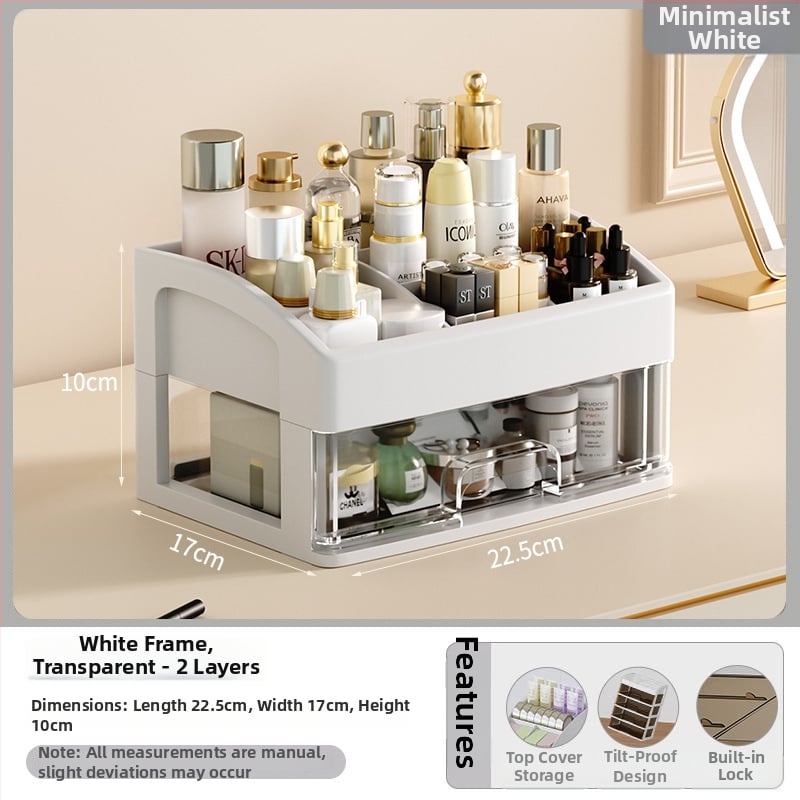 Yi Han Κουτί Αποθήκευσης Καλλυντικών, Συρταριζόμενος Επιτραπέζιος Οργανωτής για Κραγιόν και Προϊόντα Περιποίησης Δέρματος, Υλικό PP, Φως Πολυτελείας, Κυκλοφορία 2025