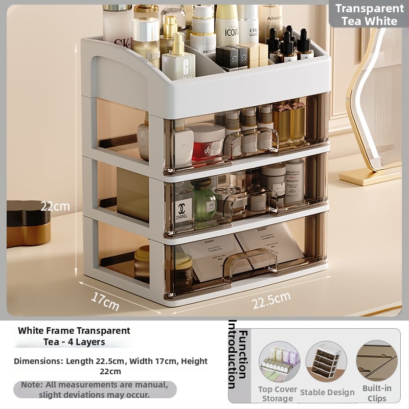 Yi Han Κουτί Αποθήκευσης Καλλυντικών, Συρταριζόμενος Επιτραπέζιος Οργανωτής για Κραγιόν και Προϊόντα Περιποίησης Δέρματος, Υλικό PP, Φως Πολυτελείας, Κυκλοφορία 2025