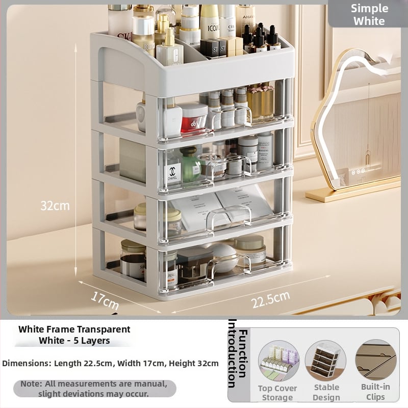 Yi Han Κουτί Αποθήκευσης Καλλυντικών, Συρταριζόμενος Επιτραπέζιος Οργανωτής για Κραγιόν και Προϊόντα Περιποίησης Δέρματος, Υλικό PP, Φως Πολυτελείας, Κυκλοφορία 2025