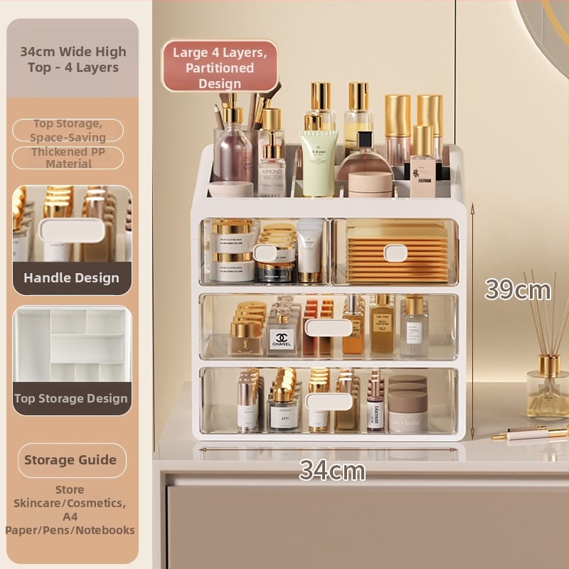 Yi Han Κουτί Αποθήκευσης Καλλυντικών, Συρταριζόμενος Επιτραπέζιος Οργανωτής για Κραγιόν και Προϊόντα Περιποίησης Δέρματος, Υλικό PP, Φως Πολυτελείας, Κυκλοφορία 2025