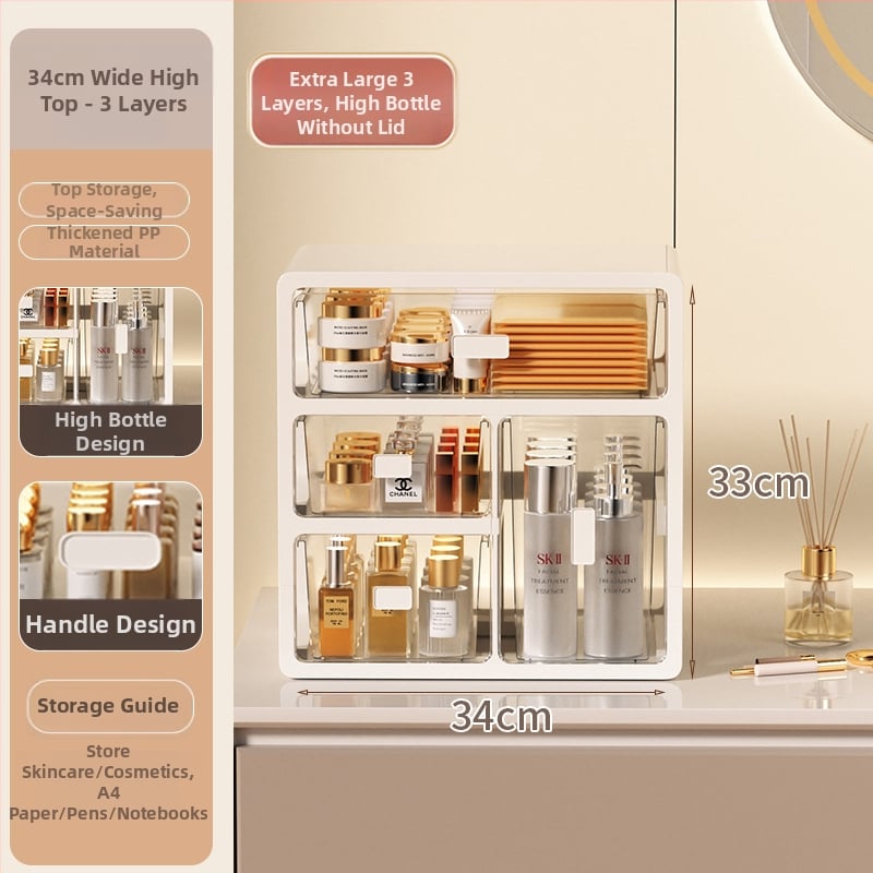 Yi Han Κουτί Αποθήκευσης Καλλυντικών, Συρταριζόμενος Επιτραπέζιος Οργανωτής για Κραγιόν και Προϊόντα Περιποίησης Δέρματος, Υλικό PP, Φως Πολυτελείας, Κυκλοφορία 2025