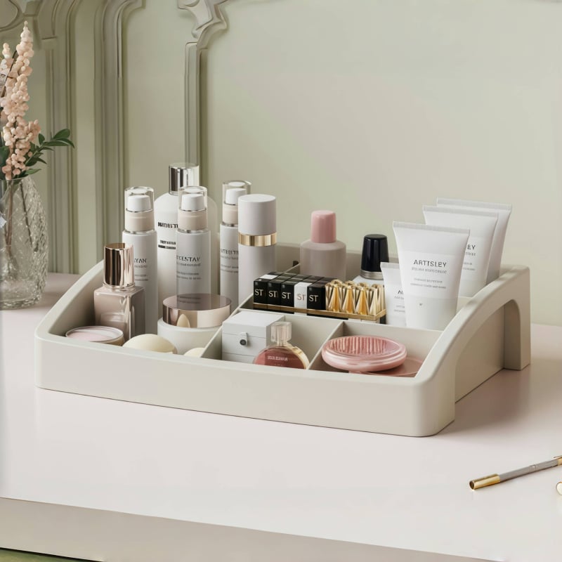Yi Han Κουτί Αποθήκευσης Καλλυντικών, Συρταριζόμενος Επιτραπέζιος Οργανωτής για Κραγιόν και Προϊόντα Περιποίησης Δέρματος, Υλικό PP, Φως Πολυτελείας, Κυκλοφορία 2025
