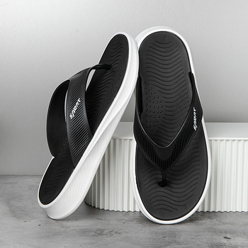 Slapi bărbați cu talpă groasă, clip pentru deget, PVC partea superioară și talpa, anti-derapare