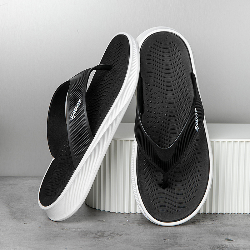 Slapi bărbați cu talpă groasă, clip pentru deget, PVC partea superioară și talpa, anti-derapare