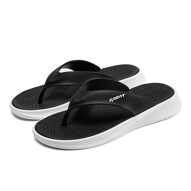 Slapi bărbați cu talpă groasă, clip pentru deget, PVC partea superioară și talpa, anti-derapare