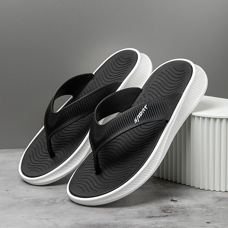 Slapi bărbați cu talpă groasă, clip pentru deget, PVC partea superioară și talpa, anti-derapare