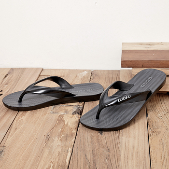 Luo Fu șlapi bărbați, stil de relaxare, cu deget deschis, partea superioară PVC, talpă PVC, tehnologie talpă Goodyear