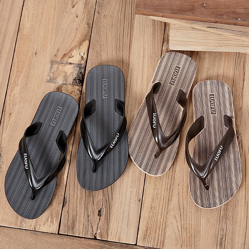 Luo Fu șlapi bărbați, stil de relaxare, cu deget deschis, partea superioară PVC, talpă PVC, tehnologie talpă Goodyear