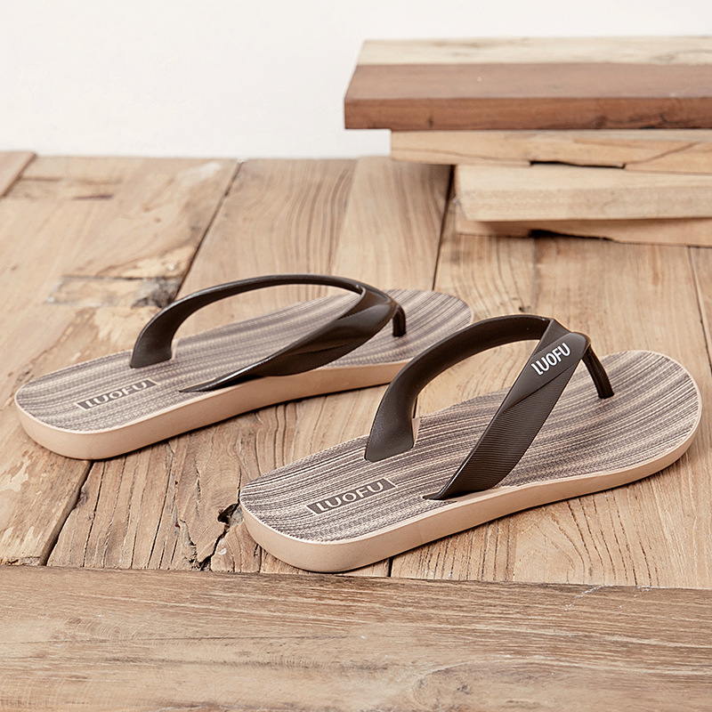 Luo Fu șlapi bărbați, stil de relaxare, cu deget deschis, partea superioară PVC, talpă PVC, tehnologie talpă Goodyear