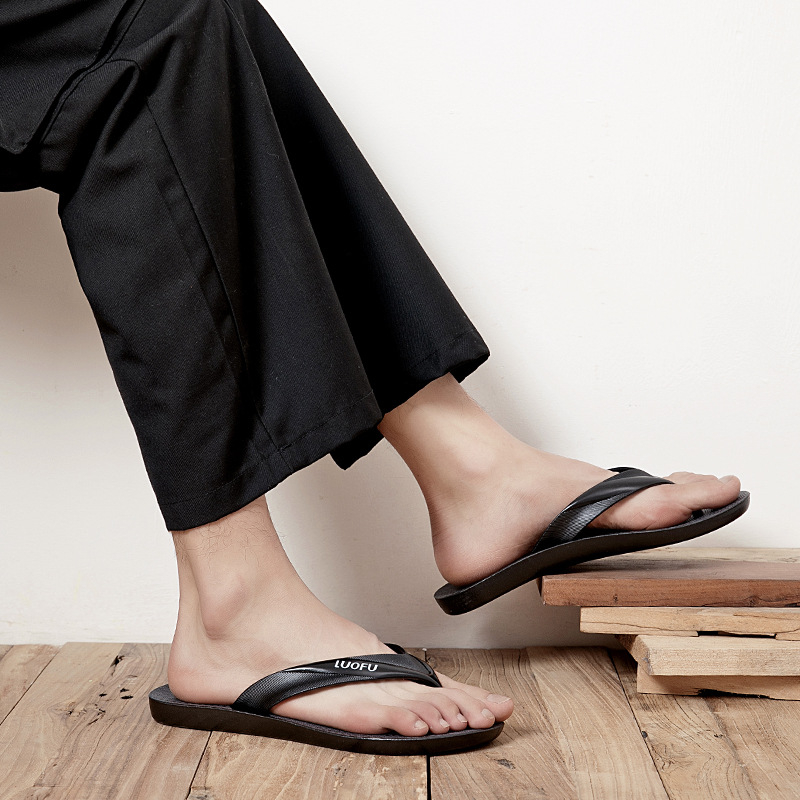 Luo Fu șlapi bărbați, stil de relaxare, cu deget deschis, partea superioară PVC, talpă PVC, tehnologie talpă Goodyear