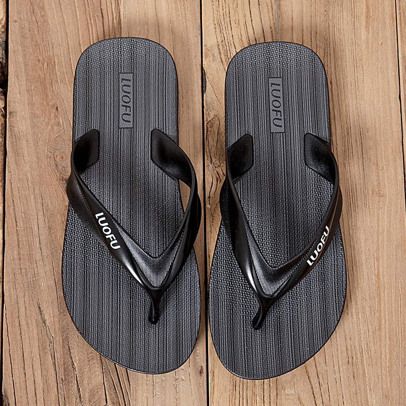 Luo Fu șlapi bărbați, stil de relaxare, cu deget deschis, partea superioară PVC, talpă PVC, tehnologie talpă Goodyear
