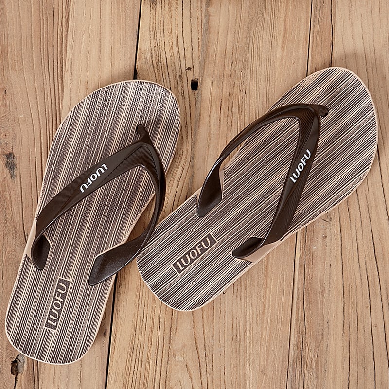 Luo Fu șlapi bărbați, stil de relaxare, cu deget deschis, partea superioară PVC, talpă PVC, tehnologie talpă Goodyear