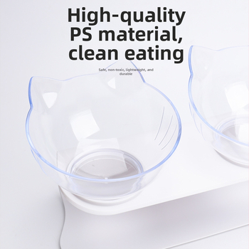 Μπολ φαγητού και ποσίμου για γάτες, πλαστικό, διπλό με κεκλιμένο χείλος