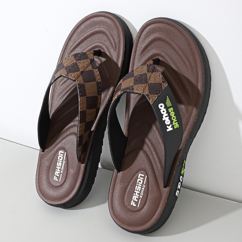 Flip-flops pentru bărbați - partea superioară din plastic, talpă din PVC, talpă injectată, degete deschise