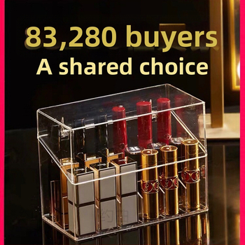 Ακρυλικός οργανωτής κραγιόν – δοχείο αποθήκευσης καλλυντικών με προστασία από σκόνη, κατάλληλο για γραφείο ή κοιτώνες, μινιμαλιστικό στυλ, κυκλοφόρησε το 2023