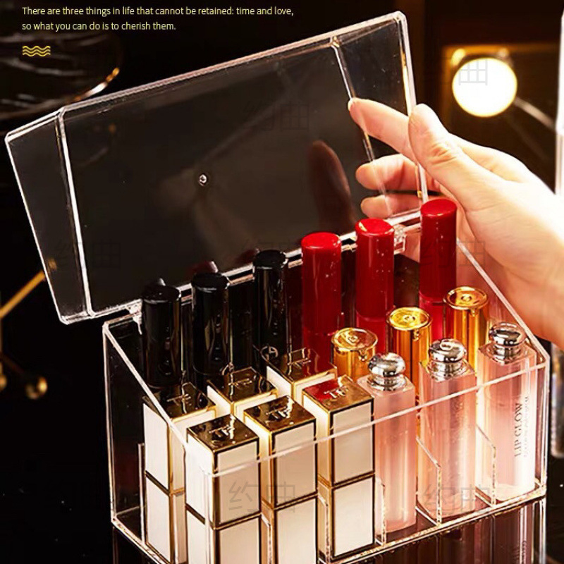 Ακρυλικός οργανωτής κραγιόν – δοχείο αποθήκευσης καλλυντικών με προστασία από σκόνη, κατάλληλο για γραφείο ή κοιτώνες, μινιμαλιστικό στυλ, κυκλοφόρησε το 2023