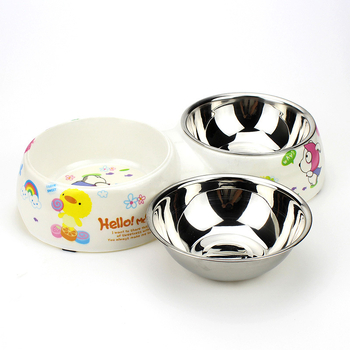 Vas dublu pentru animale de companie din melamină, două în unu, cu bază antiderapantă, potrivit pentru câini și pisici