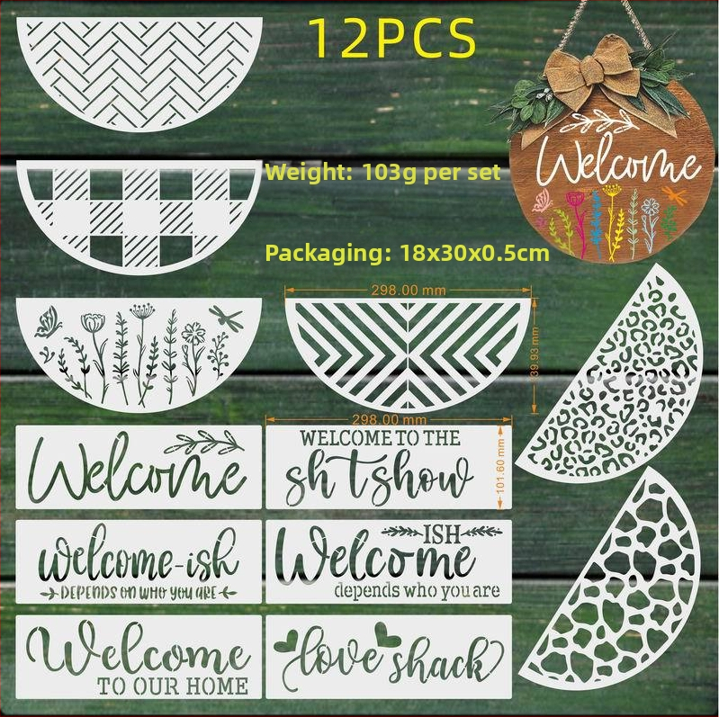 Shapeya PET materiál šablóna na striekanie pre HOME písmená: WELCOME a FAMILY