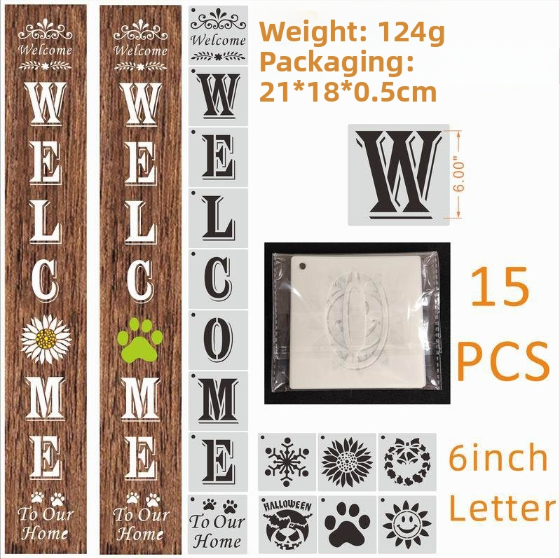 Shapeya PET materiál šablóna na striekanie pre HOME písmená: WELCOME a FAMILY