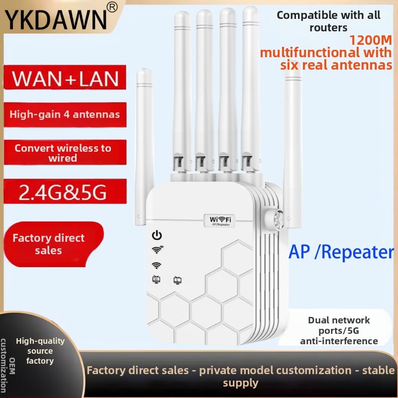 WiFi repeater sa šest antena | 1200 Mbps | pokrivenost 300 m | 802.11ac | kroz zid