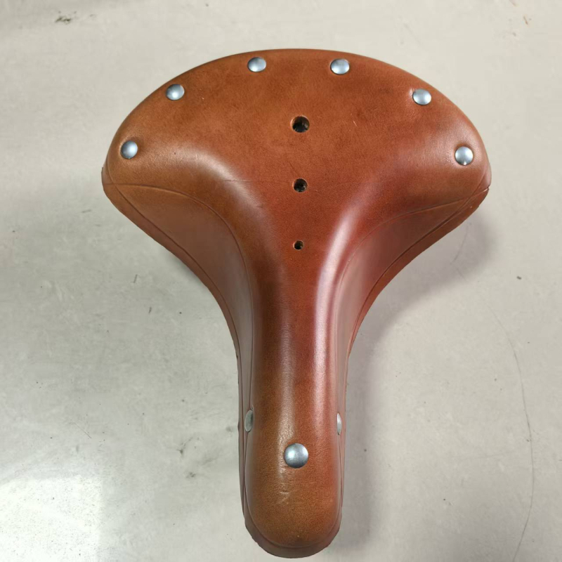 Șa de bicicletă, piele de vită, design retro cu trei arcuri, modelul 28, pentru biciclete obișnuite