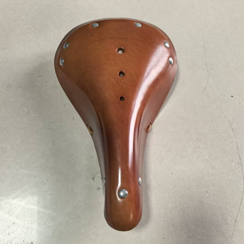 Șa de bicicletă, piele de vită, design retro cu trei arcuri, modelul 28, pentru biciclete obișnuite