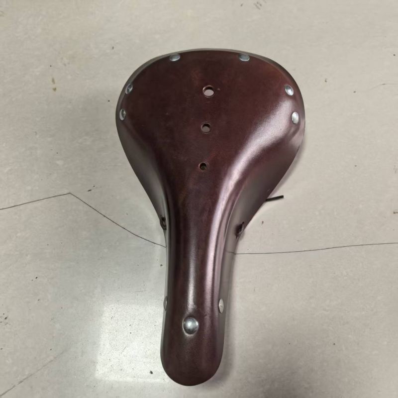 Șa de bicicletă, piele de vită, design retro cu trei arcuri, modelul 28, pentru biciclete obișnuite