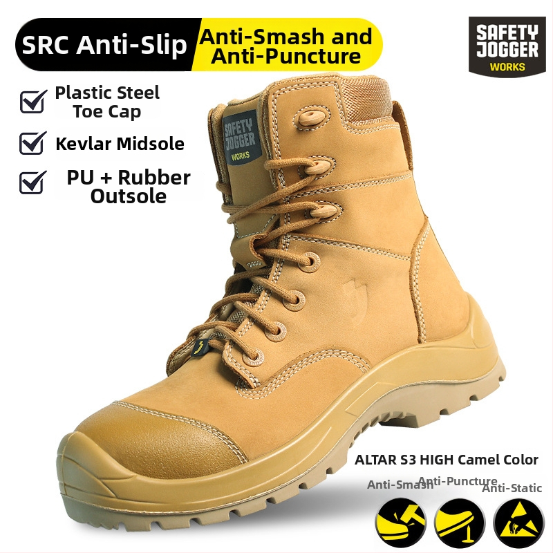 Pantofi de protecție pentru muncă, înalți, cu protecție la lovituri, perforare, antistatice, rezistenți la uzură, talpă antiderapantă