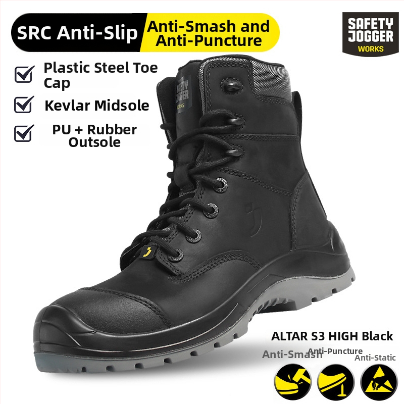 Pantofi de protecție pentru muncă, înalți, cu protecție la lovituri, perforare, antistatice, rezistenți la uzură, talpă antiderapantă