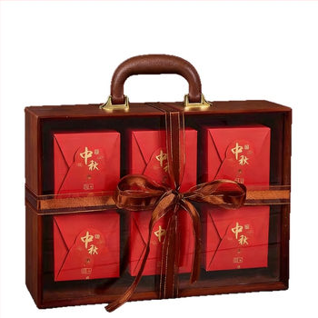 Prilagodljiva drvena kutija za darove s unutarnjom podstavljom, mogućnost tiskanja logotipa, težina oko 2 kg, univerzalno pakiranje za kolačiće i Mooncakes