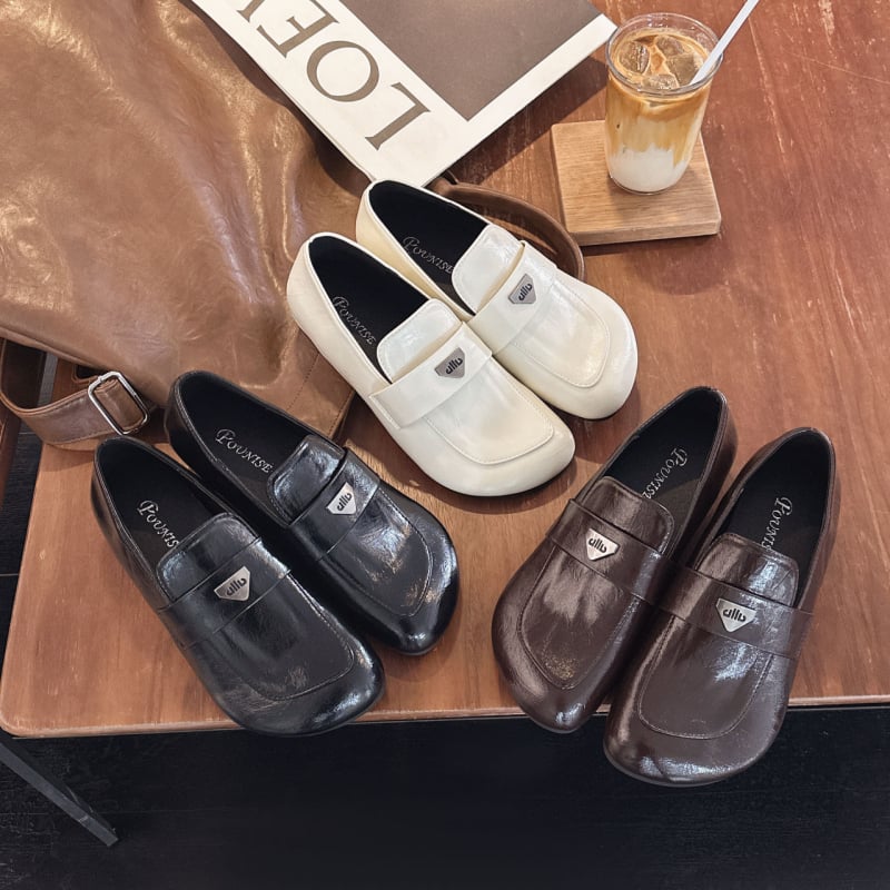 Ženske Slip-On Mokasine, mikrovlaknena koža, okrugli nos, niski 1-3 cm, gumeni đon