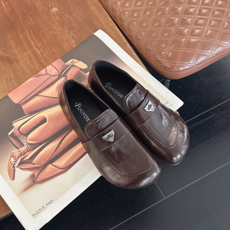 Ženske Slip-On Mokasine, mikrovlaknena koža, okrugli nos, niski 1-3 cm, gumeni đon