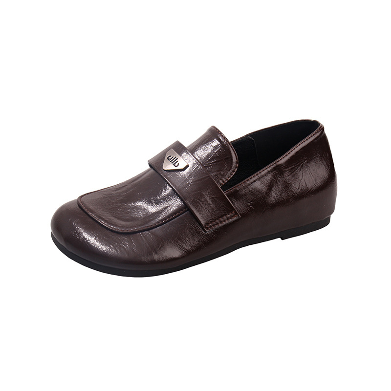 Ženske Slip-On Mokasine, mikrovlaknena koža, okrugli nos, niski 1-3 cm, gumeni đon