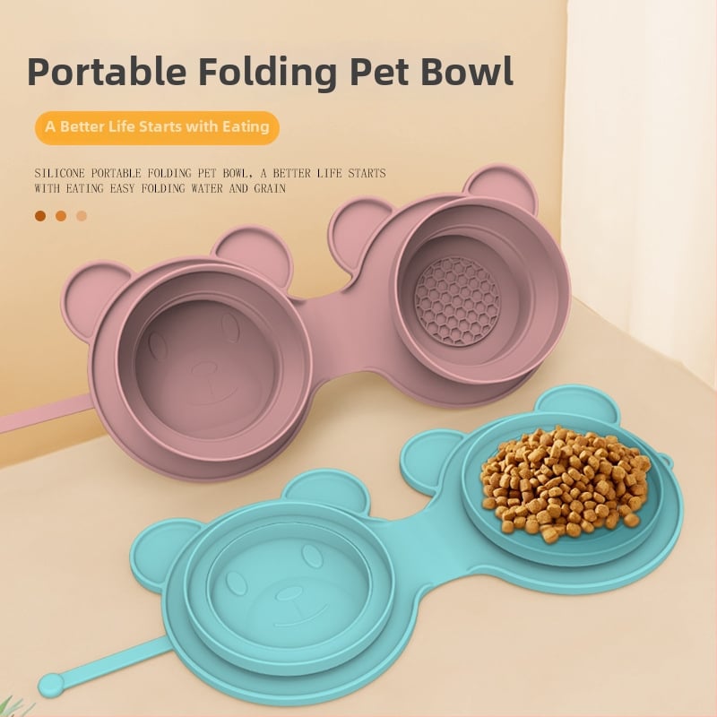 Αναδιπλούμενο διπλό μπολ σιλικόνης για γάτες και σκύλους, φορητός υπαίθριος εξοπλισμός ταΐσματος και πόσης, μάρκα Wolf Leopard Lion; Υλικό: Σιλικόνη; Τύπος: Αναδιπλούμενο διπλό μπολ; Κατηγορία: Εξοπλισμός ταΐσματος κατοικίδιων