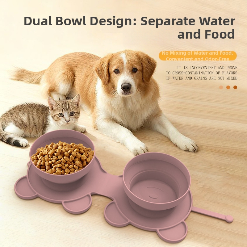 Αναδιπλούμενο διπλό μπολ σιλικόνης για γάτες και σκύλους, φορητός υπαίθριος εξοπλισμός ταΐσματος και πόσης, μάρκα Wolf Leopard Lion; Υλικό: Σιλικόνη; Τύπος: Αναδιπλούμενο διπλό μπολ; Κατηγορία: Εξοπλισμός ταΐσματος κατοικίδιων