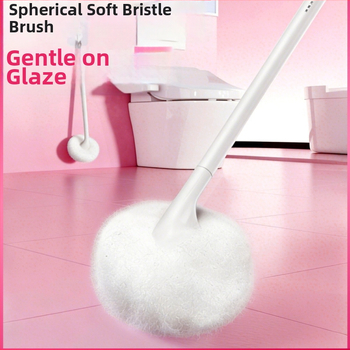 Baojia Jie Perie de toaletă cu peri moi și mâner lung, din plastic, pentru baie