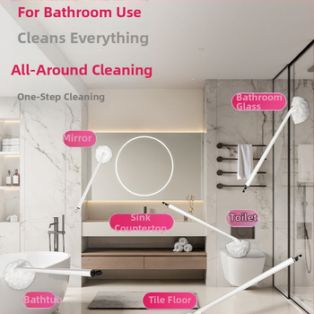 Baojia Jie Perie de toaletă cu peri moi și mâner lung, din plastic, pentru baie