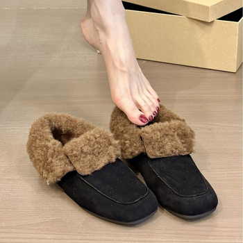 Pantofi dama fără toc, vârf drept, exterior Super Fiber, branț Super Fiber, talpă din cauciuc