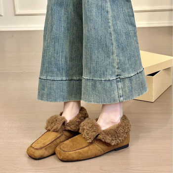 Pantofi dama fără toc, vârf drept, exterior Super Fiber, branț Super Fiber, talpă din cauciuc