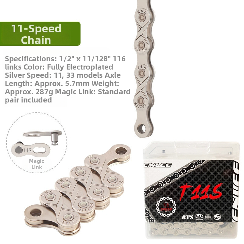 Αλυσίδα ποδηλάτου E-LT01, 116 συνδέσμοι, βήμα 12.7, χάλυβας, ηλεκτροπλατιωμένη αντίσταση στη διάβρωση