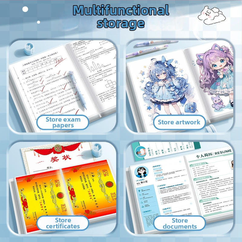 Kaba Bear KBX-7091 Plastični A4 višestruki klips folder s prozirnim umetcima, 230 klamerica