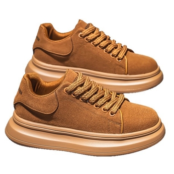 Muške tenisice od nubuka, vodootporne i protuklizne, debeli đon visine 3–5 cm, vezanje, zimske casual tenisice