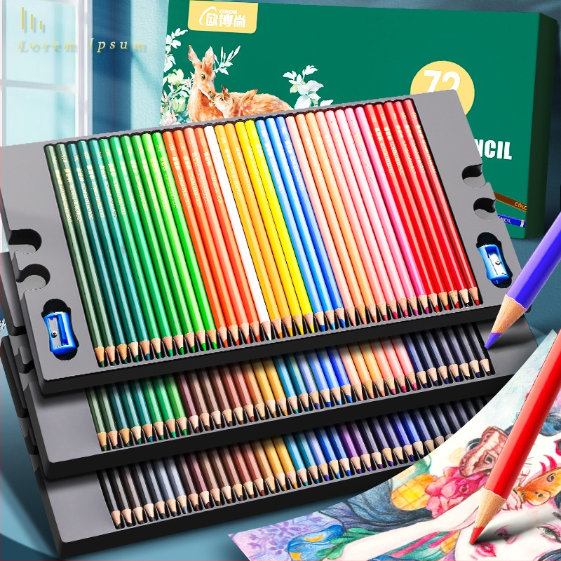 Oberchan професионални маслени водоразтворими моливи за рисуване и оцветяване, пластмасов корпус, включва острилка и карта за проби