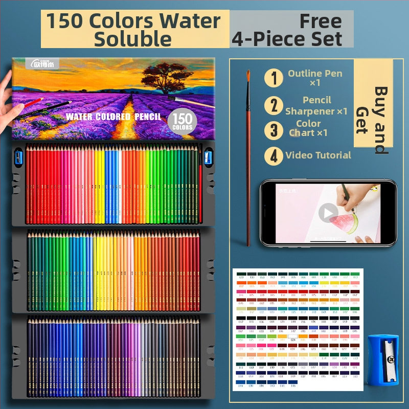 Oberchan професионални маслени водоразтворими моливи за рисуване и оцветяване, пластмасов корпус, включва острилка и карта за проби