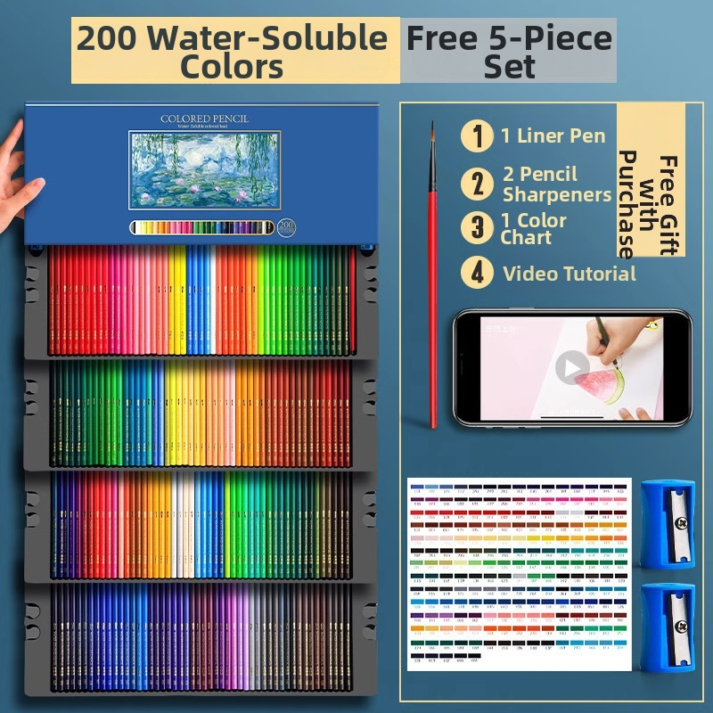 Oberchan професионални маслени водоразтворими моливи за рисуване и оцветяване, пластмасов корпус, включва острилка и карта за проби