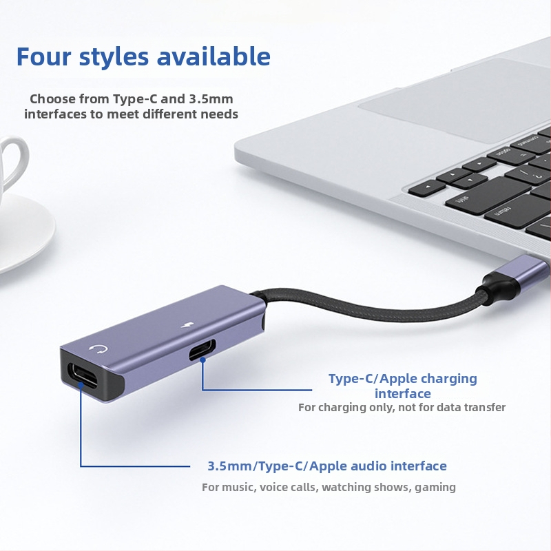 USB-C аудио адаптер кабел за iPhone 16/17, PD бързо зареждане; възпроизвеждане на музика и запис; найлоново преплетен кабел с TPE външна обвивка; медно ядро; модел HZ-SDJK2023-78; The Age of Wizhi