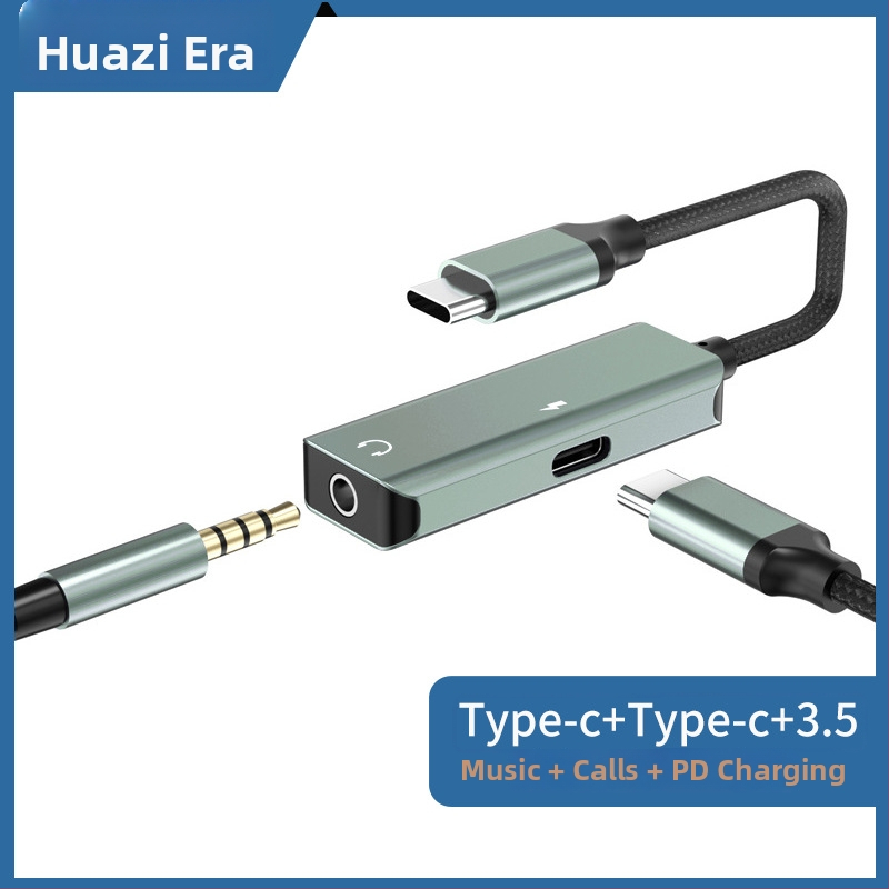 USB-C аудио адаптер кабел за iPhone 16/17, PD бързо зареждане; възпроизвеждане на музика и запис; найлоново преплетен кабел с TPE външна обвивка; медно ядро; модел HZ-SDJK2023-78; The Age of Wizhi